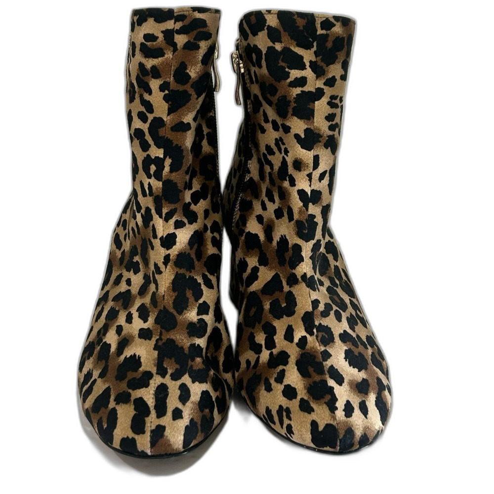 J Renee Boots Shoes Women’s Size 9M Black Leopard Print Side Zipper Botties